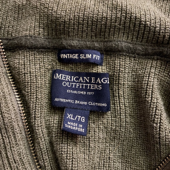 American Eagle Outfitters Vintage Slim Fit Mens Quarter Zip Sweater, XL Green - Picture 3 of 7